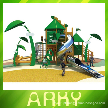 Melhor qualidade verde playgrounds de madeira ao ar livre para crianças slide